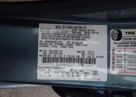 2012 Ford Fusion Se z USA, uszkodzony, nr VIN 3FAHP0HG0CR113778